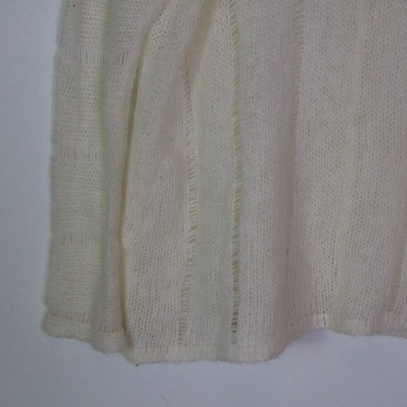 Wooden Ships Open Knit V Neck Sweater Ivory Small Medium Slouchy Wool Mohair - Picture 3 of 7